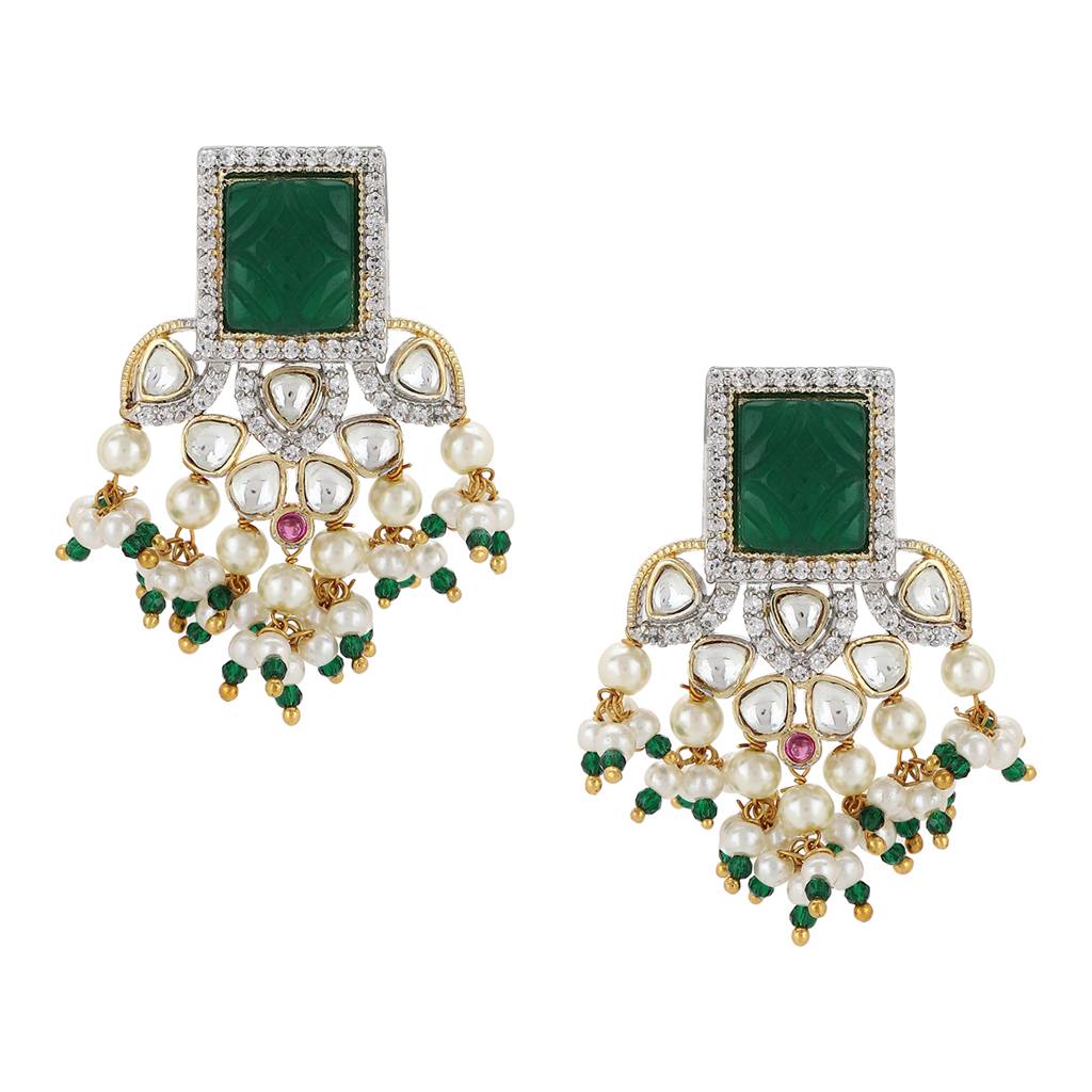 Diamond & Semi Precious Stone Green Earrings : RSA22-25