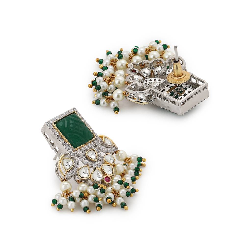 Diamond & Semi Precious Stone Green Earrings : RSA22-25