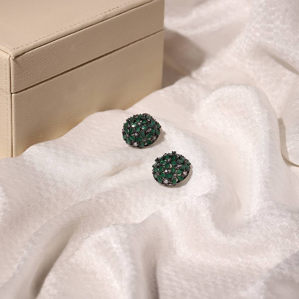Diamond & Green Stone Earrings : RSA22-27