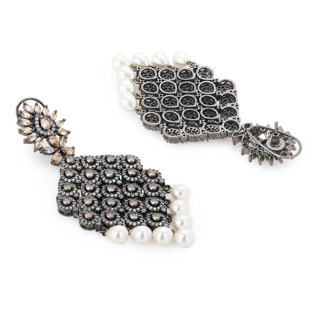 Champaign & Pearl Drop Earrings : RSA22-42