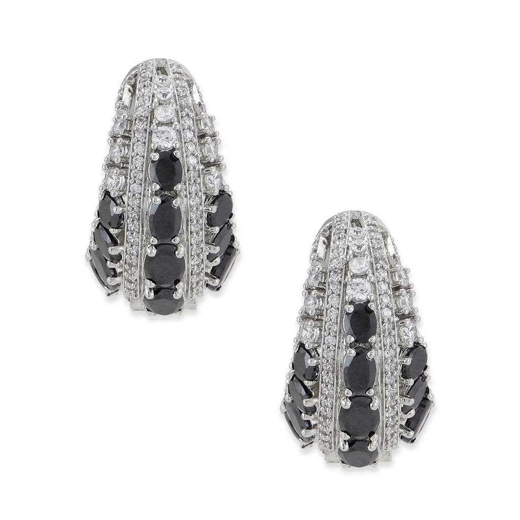 Black & Silver Diamond Hoops : RSA22-49