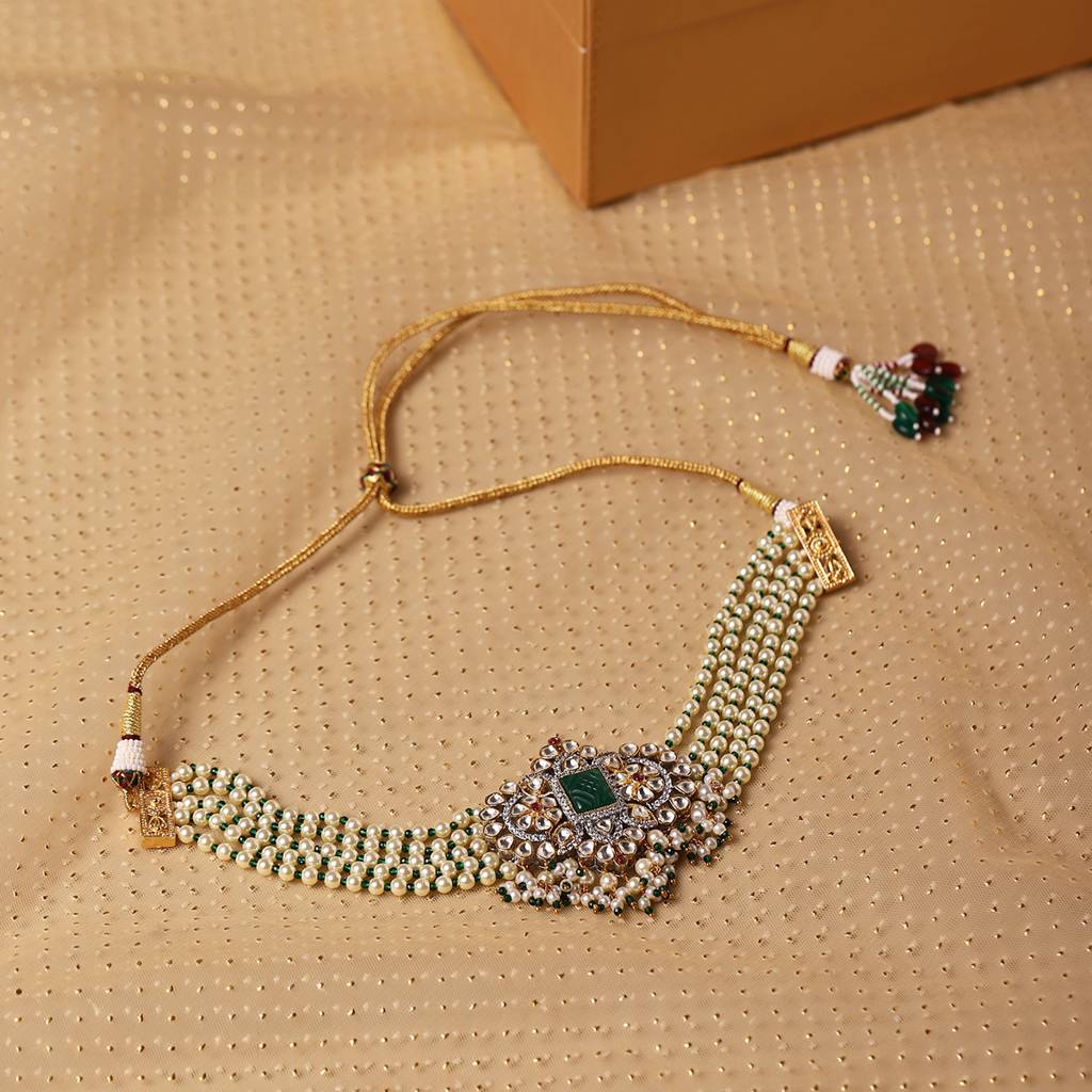 Green Stone Kundan Choker : RSA22-4
