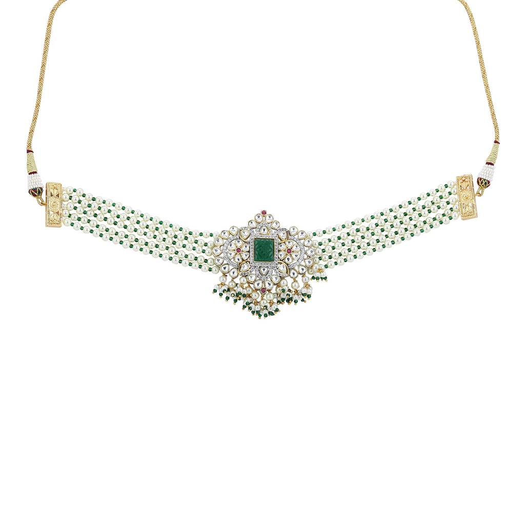 Green Stone Kundan Choker : RSA22-4