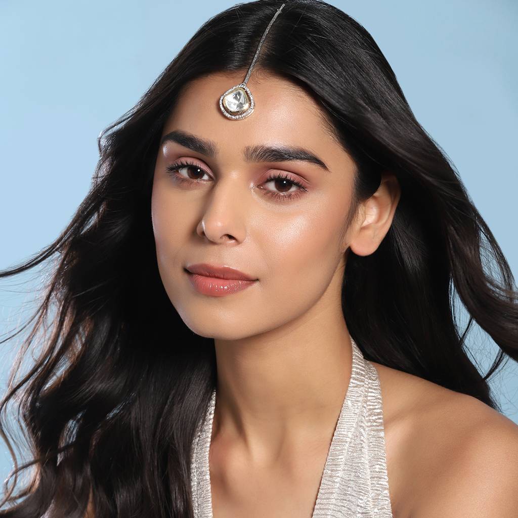 Silver Kundan Maang Tikka : RSA22-52