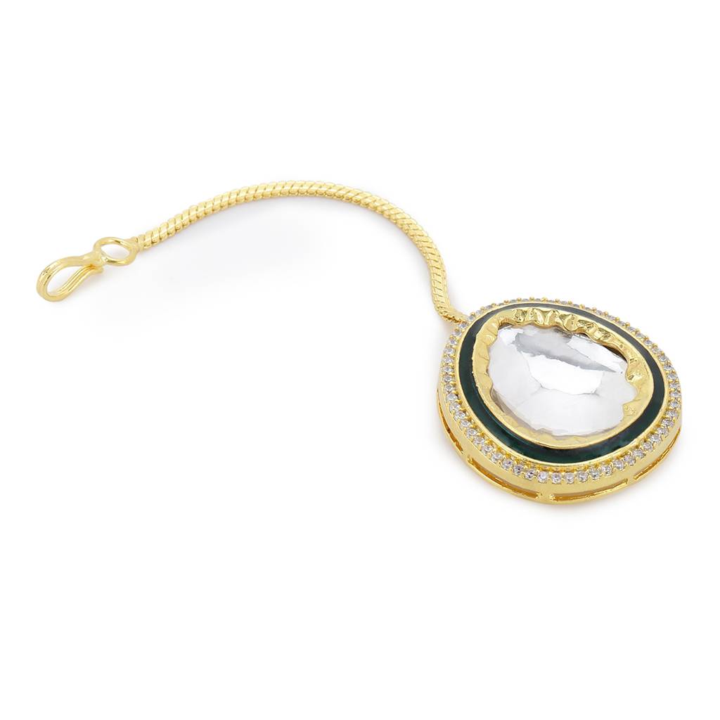 Over Sized Kundan Maang Tikka With Diamond Detailing : RSA22-54