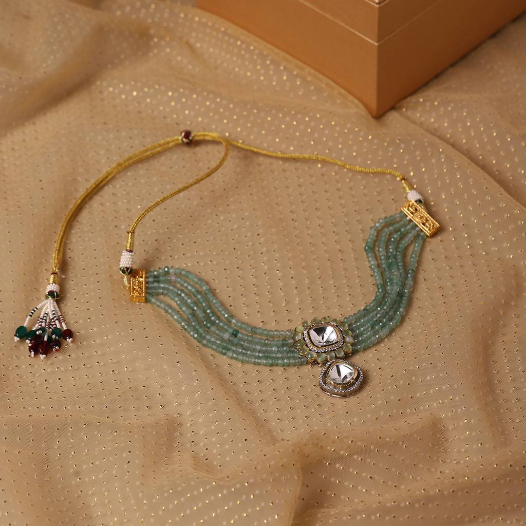 Green Kundan Choker : RSA22-7