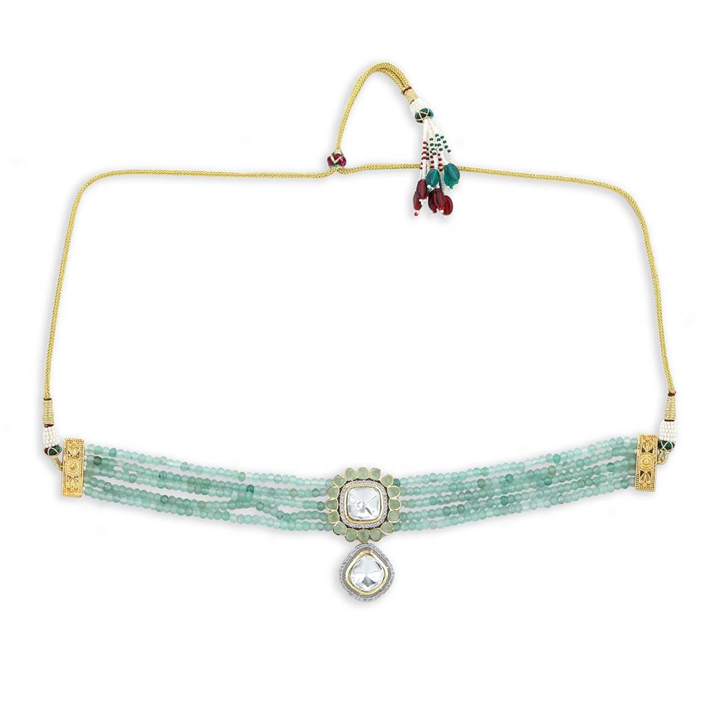 Green Kundan Choker : RSA22-7