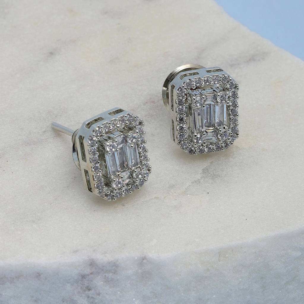 Silver Diamond Studs : RSFEB24-13