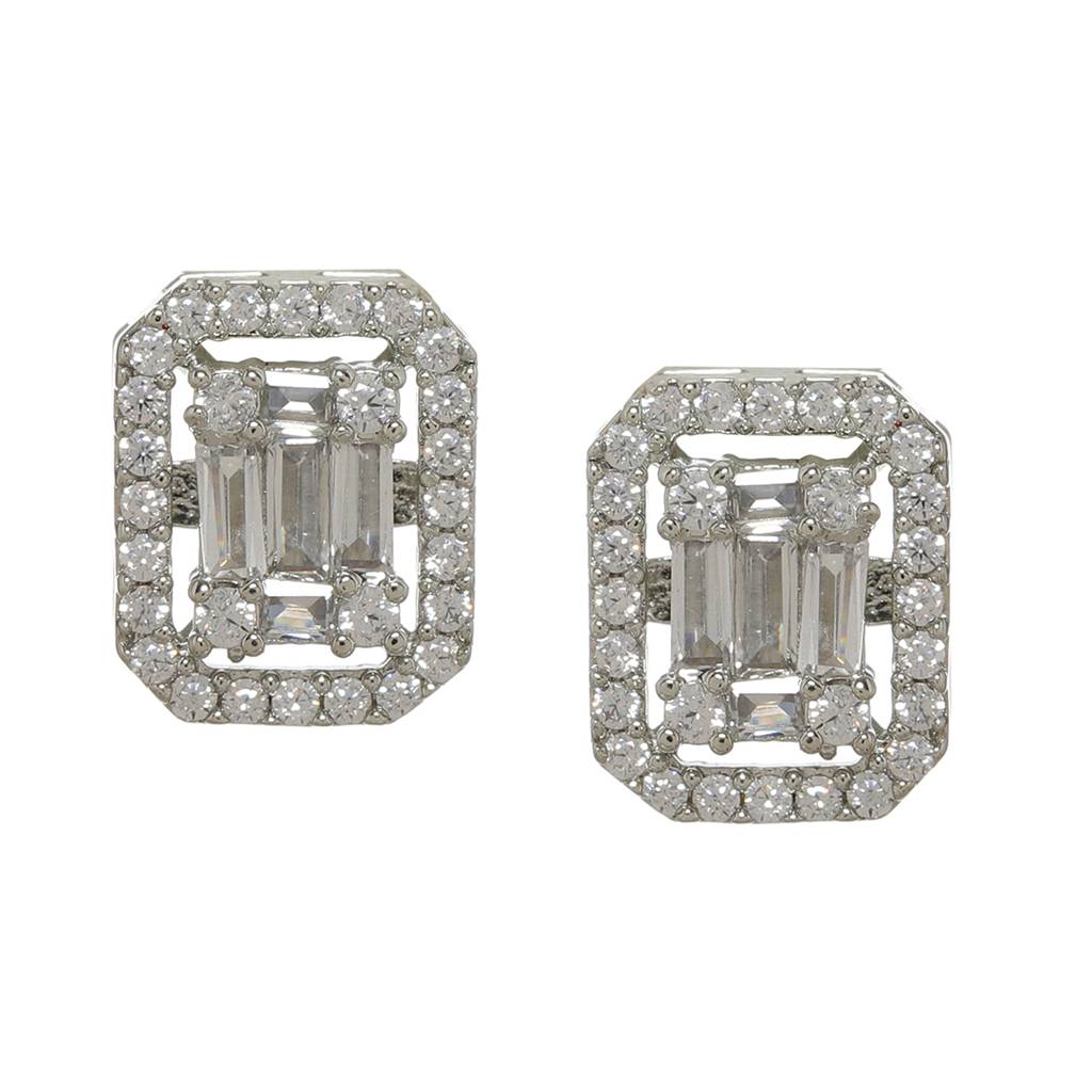 Silver Diamond Studs : RSFEB24-13