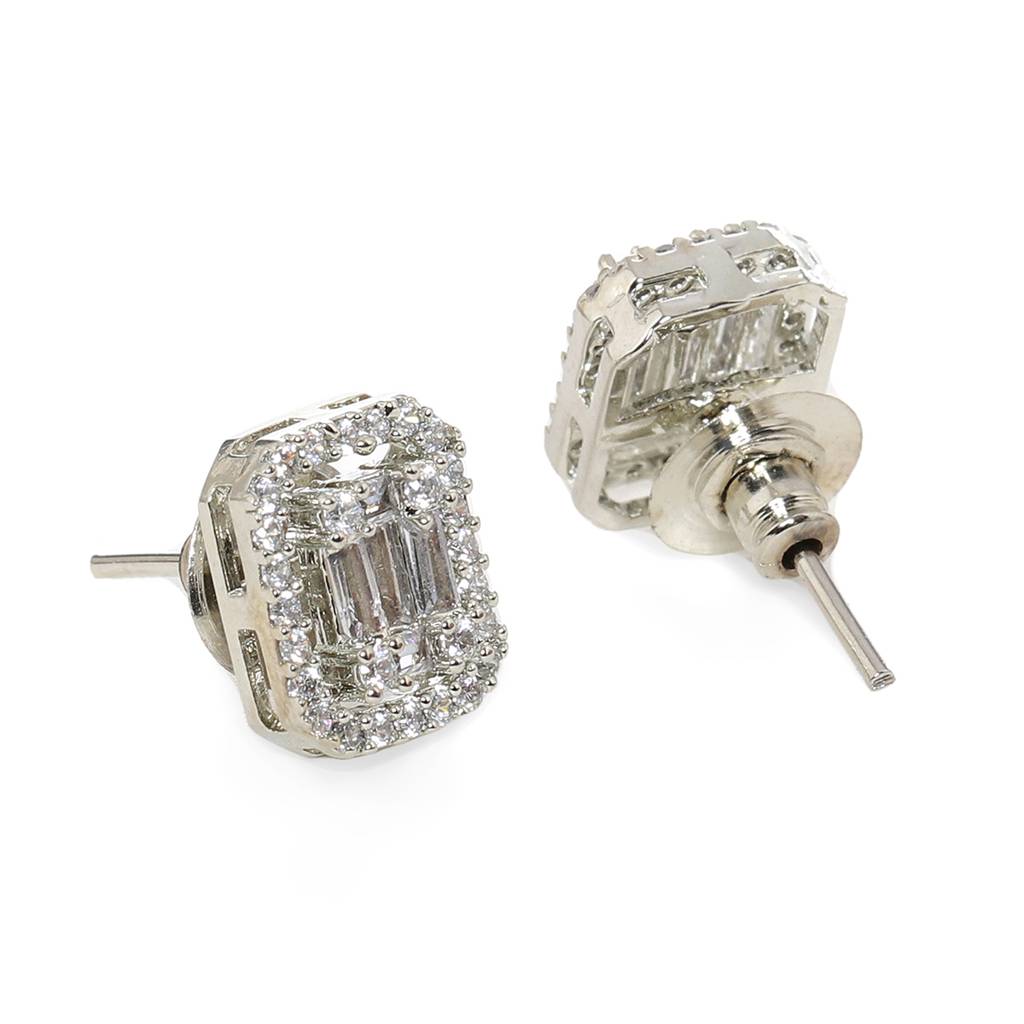 Silver Diamond Studs : RSFEB24-13