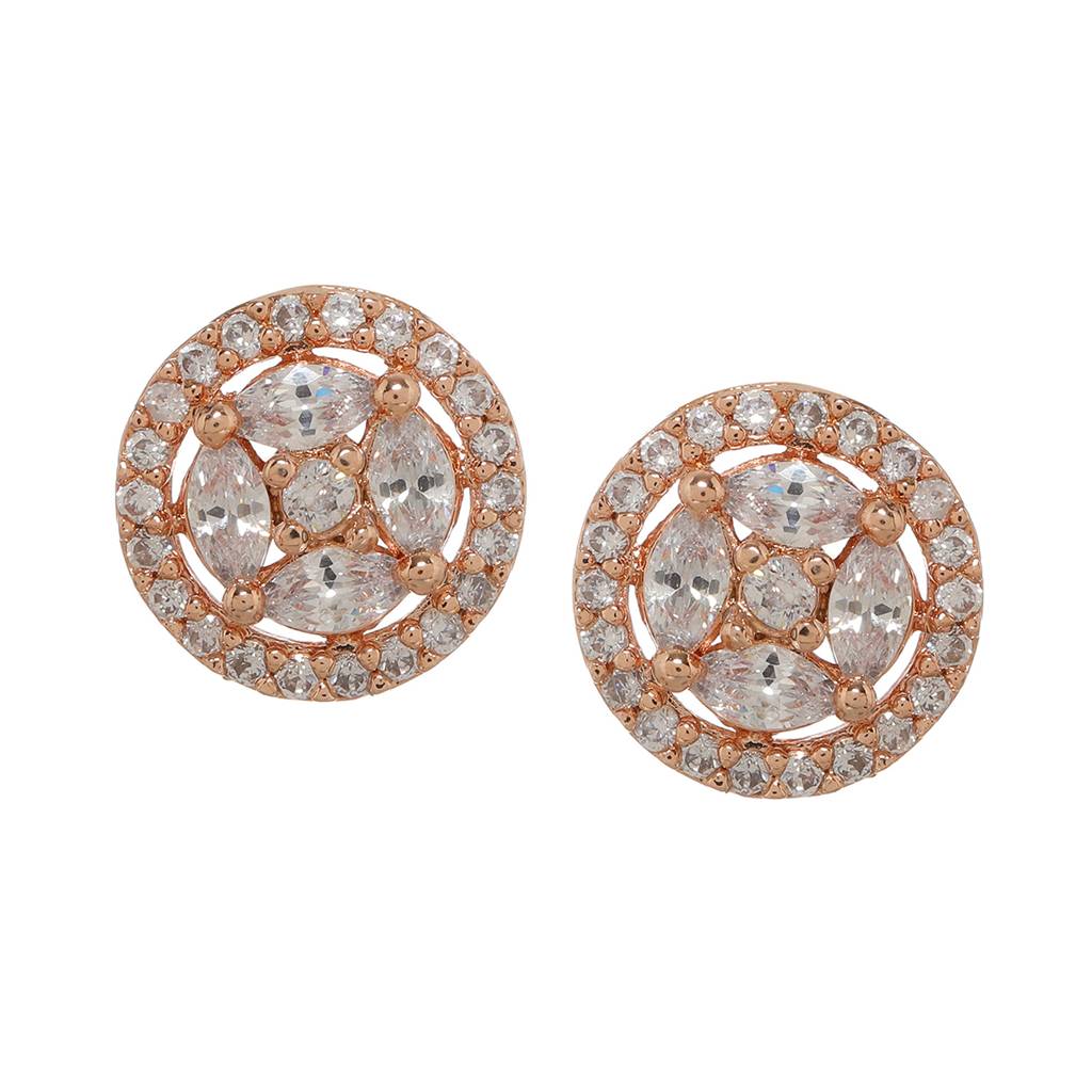 Round Rose Gold Diamond Studs : RSFEB24-14