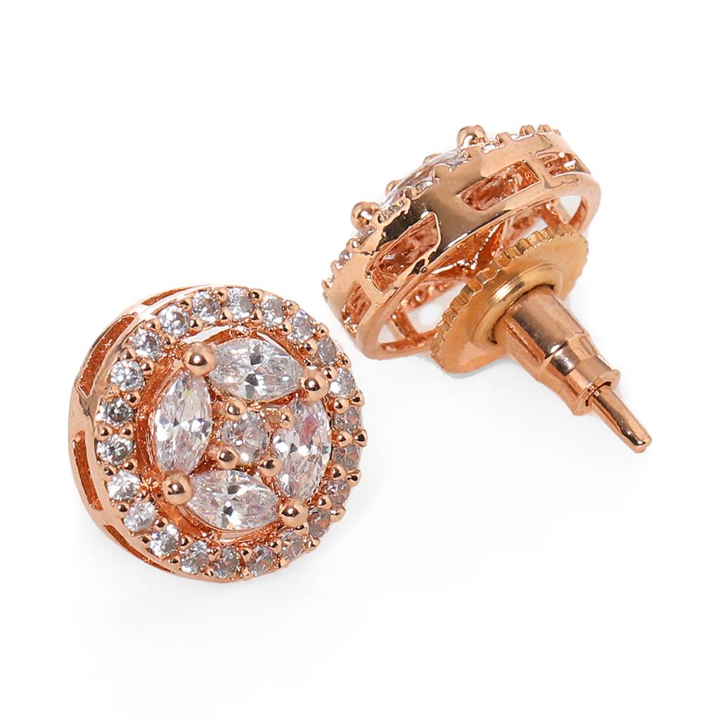 Round Rose Gold Diamond Studs : RSFEB24-14