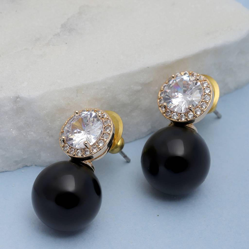 Diamond Studs With Black Drop : RSFEB24-18