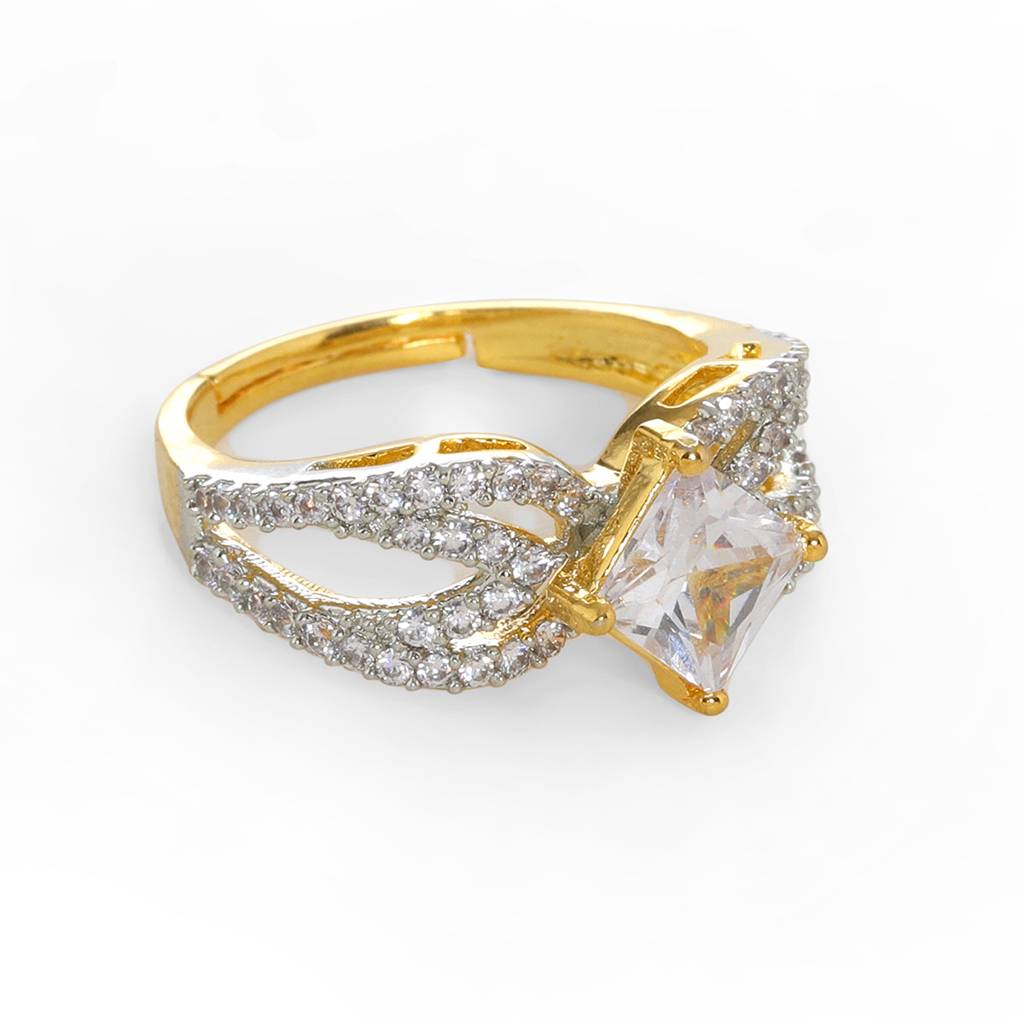 Daimonds And Square Solitaire Ring : RSFEB24-4