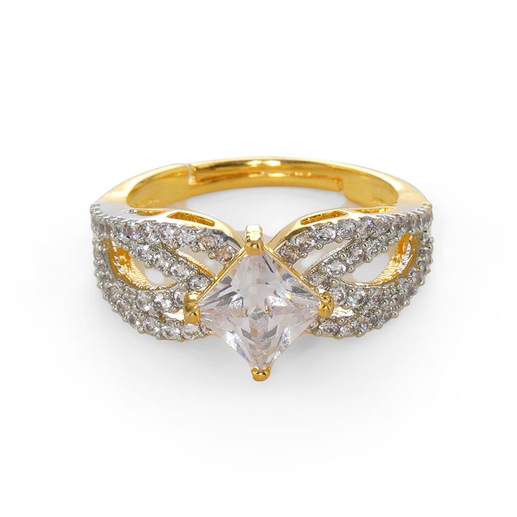 Daimonds And Square Solitaire Ring : RSFEB24-4