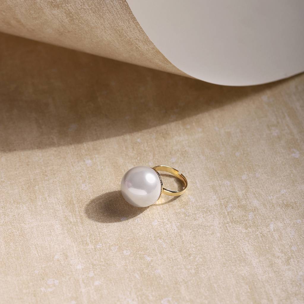 White Pearl Adjustable Ring : RSJULY22-11