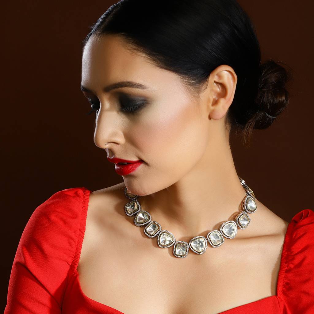 Kundan With Diamond Details Neckpiece : RSJULY22-23