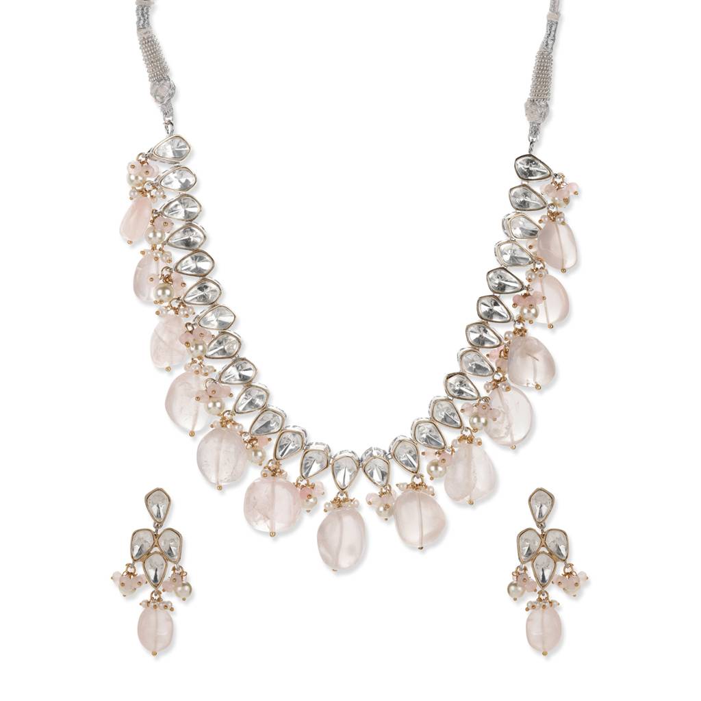 Blush Pink Kundan Choker With Earrings : RSJULY22-3