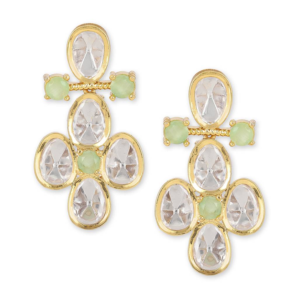 Moissanite & Green Stone Earrings : RSJULY22-46