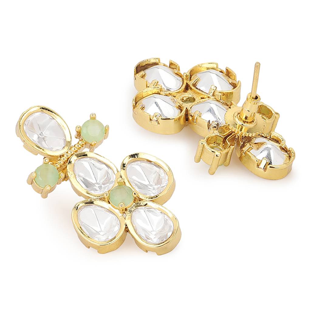 Moissanite & Green Stone Earrings : RSJULY22-46