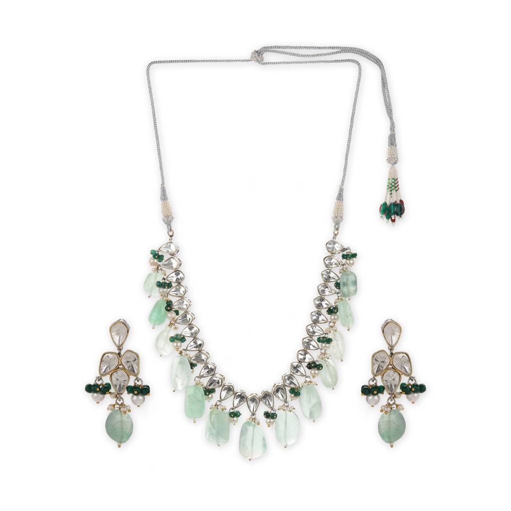 Mint Green Kundan Choker With Earrings : RSJULY22-4