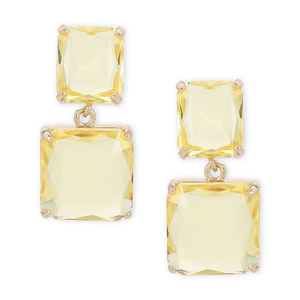 Yellow Duet Stone Earrings : RSJULY22-58
