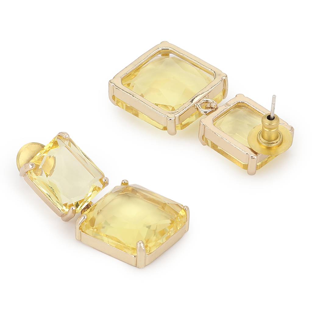 Yellow Duet Stone Earrings : RSJULY22-58