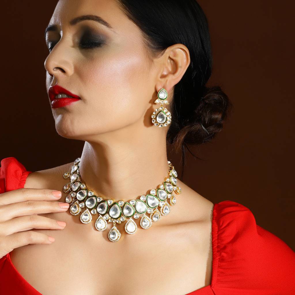 Maharani Kundan Choker With Earrings : RSJULY22-5