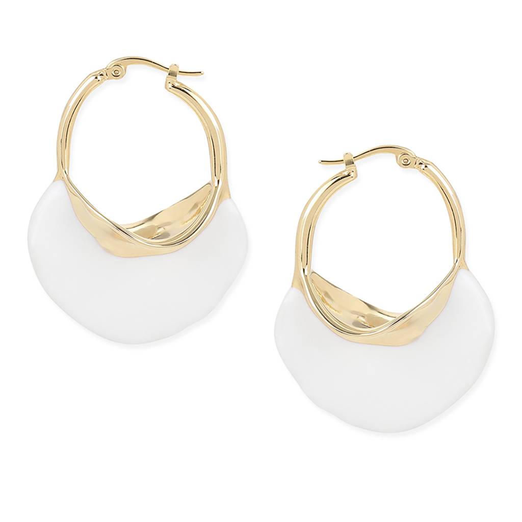 White Mother Of Pearls Stone Earrings : RSJULY22-87