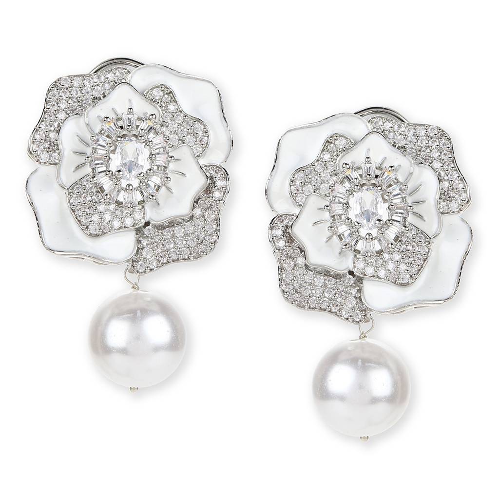 Silver Tone Mother Of Pearl Earrings : RSMAY22-21