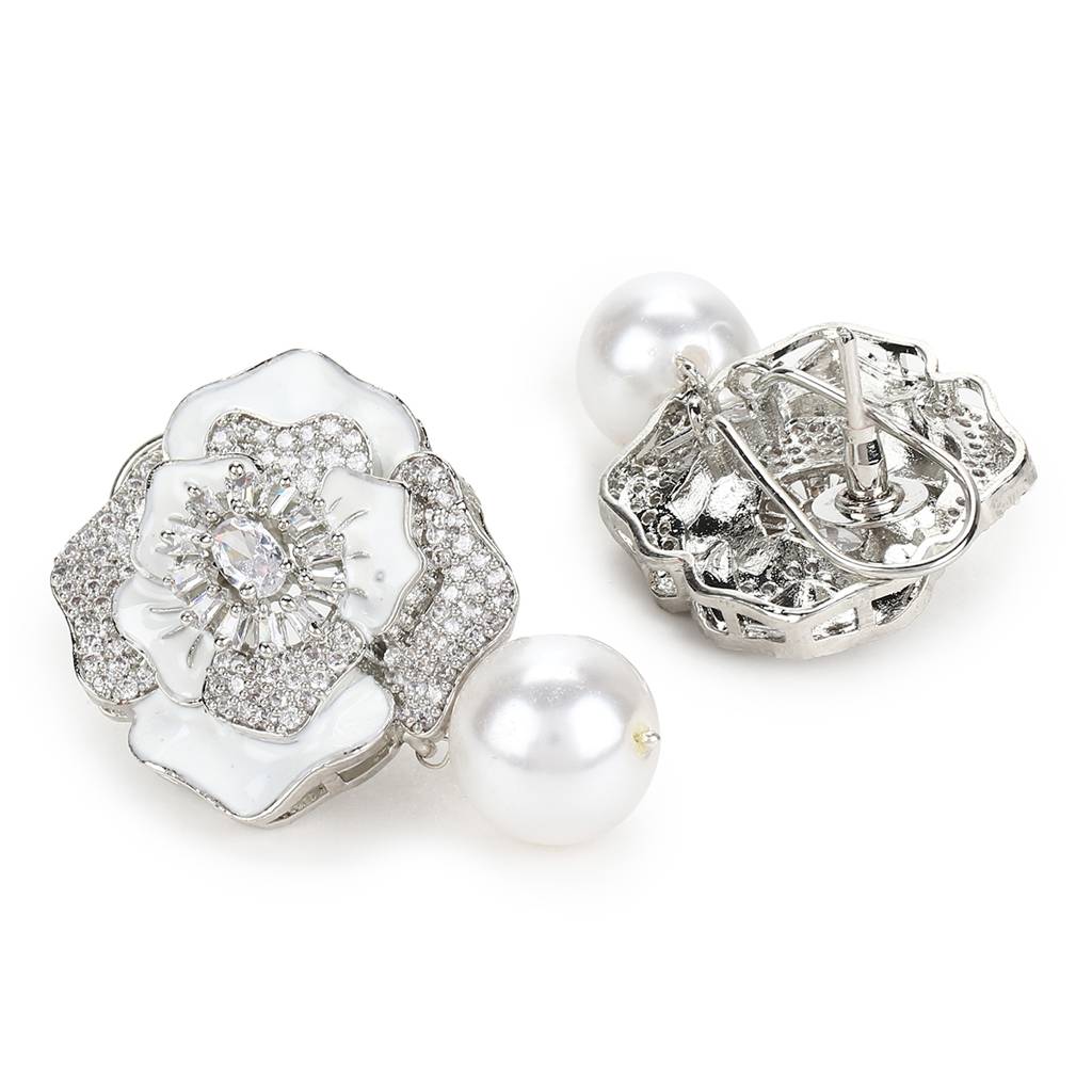 Silver Tone Mother Of Pearl Earrings : RSMAY22-21