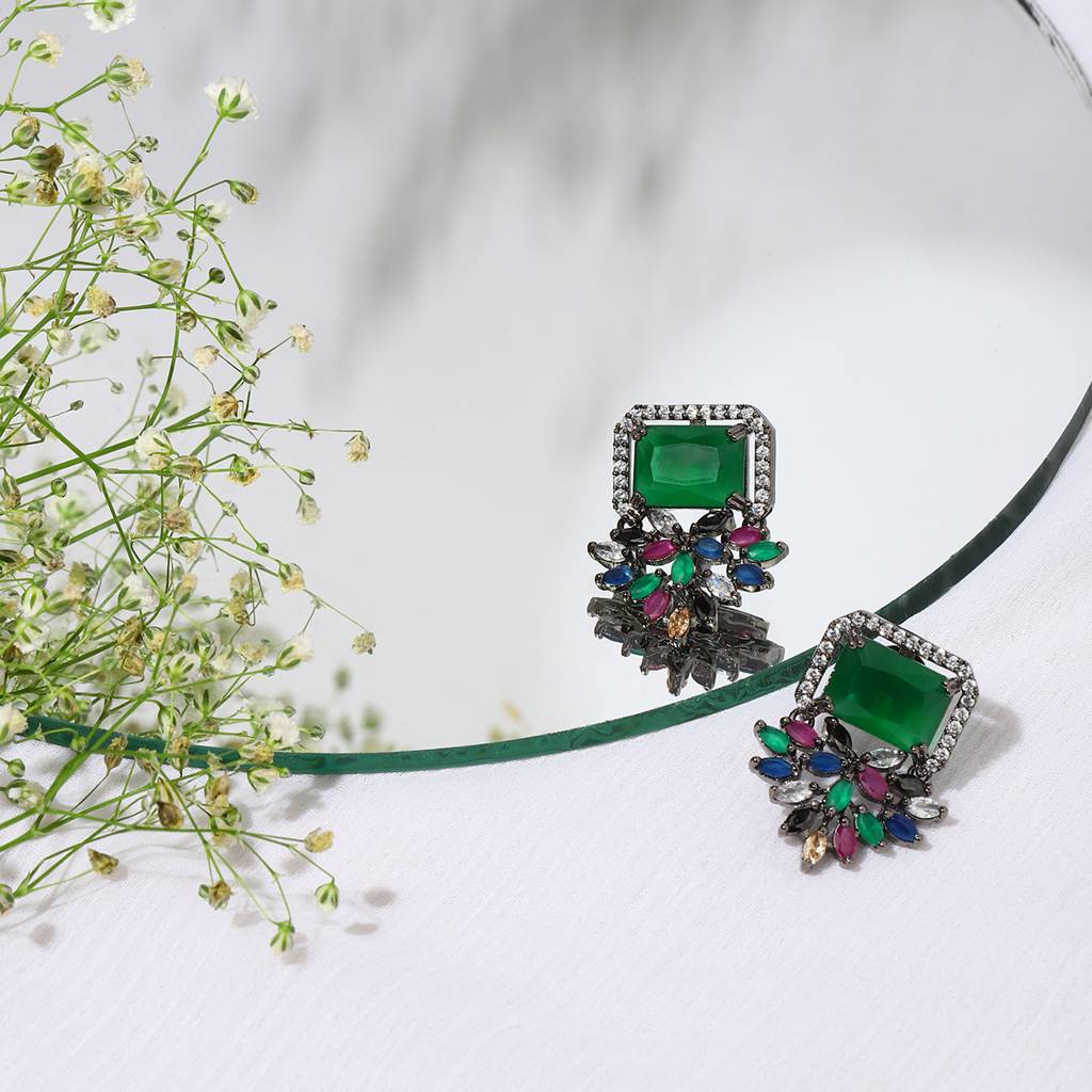 Green Stone Earrings For Women : RSMAY22-24