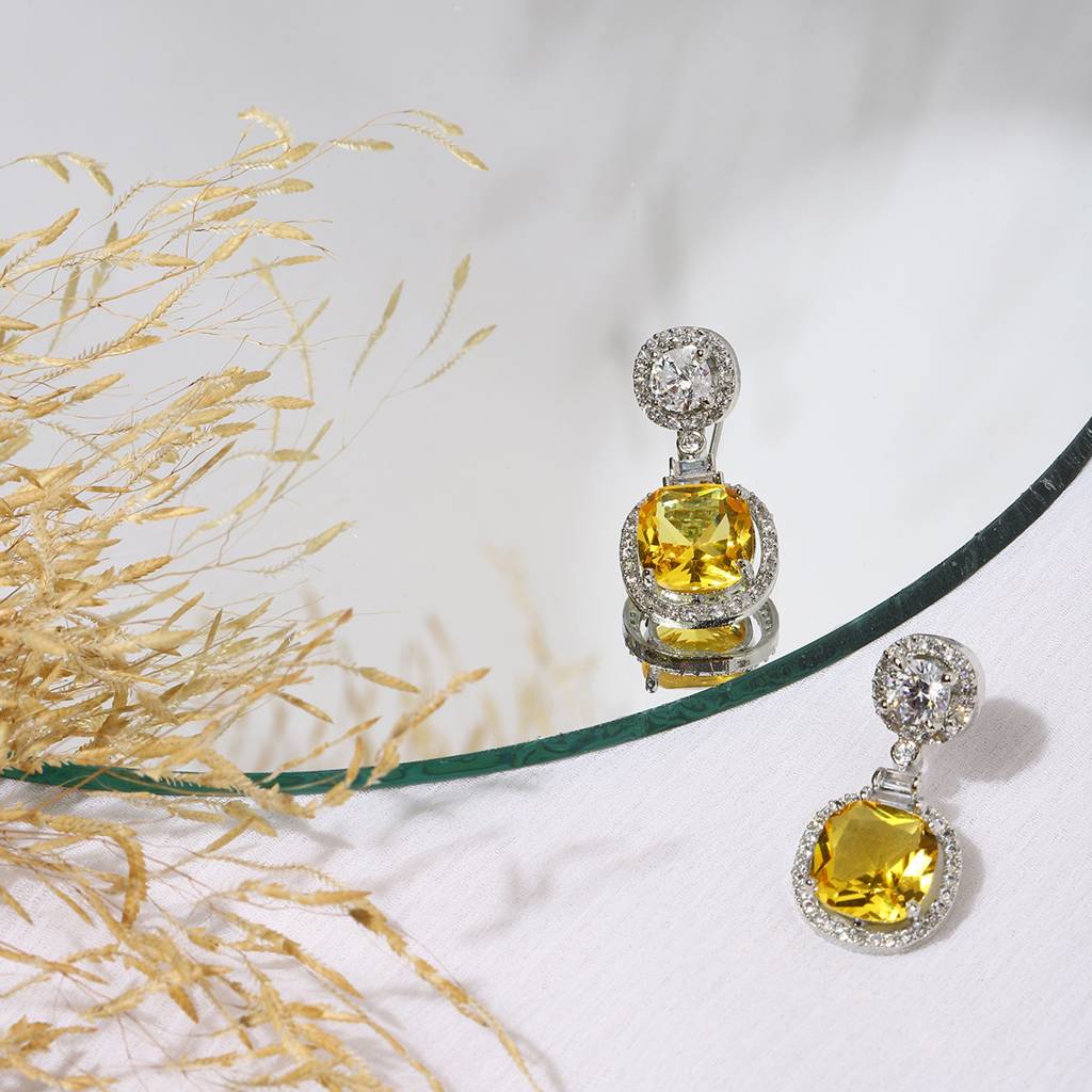 Yellow & Silver Stone Earrings : RSMAY22-26