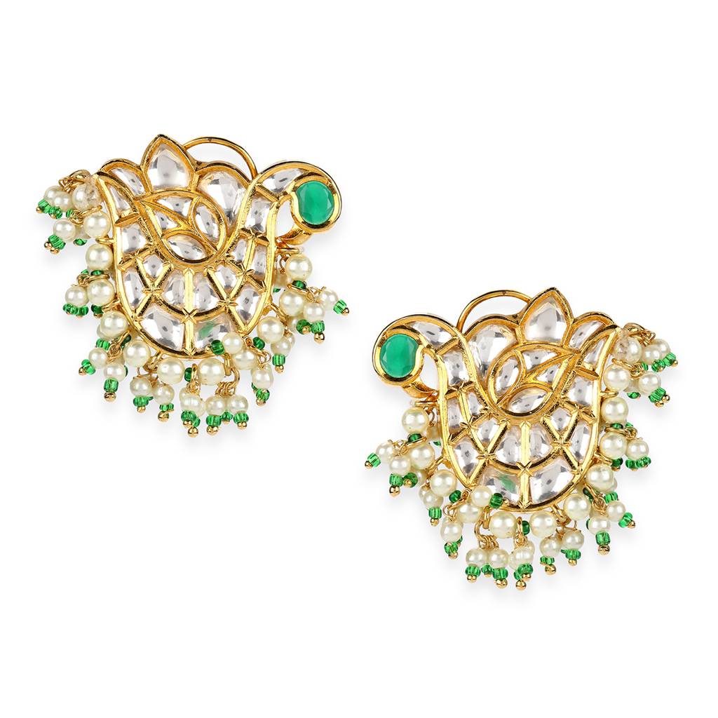 Oversized Kundan Studs With Meenakari : RSMAY22-2