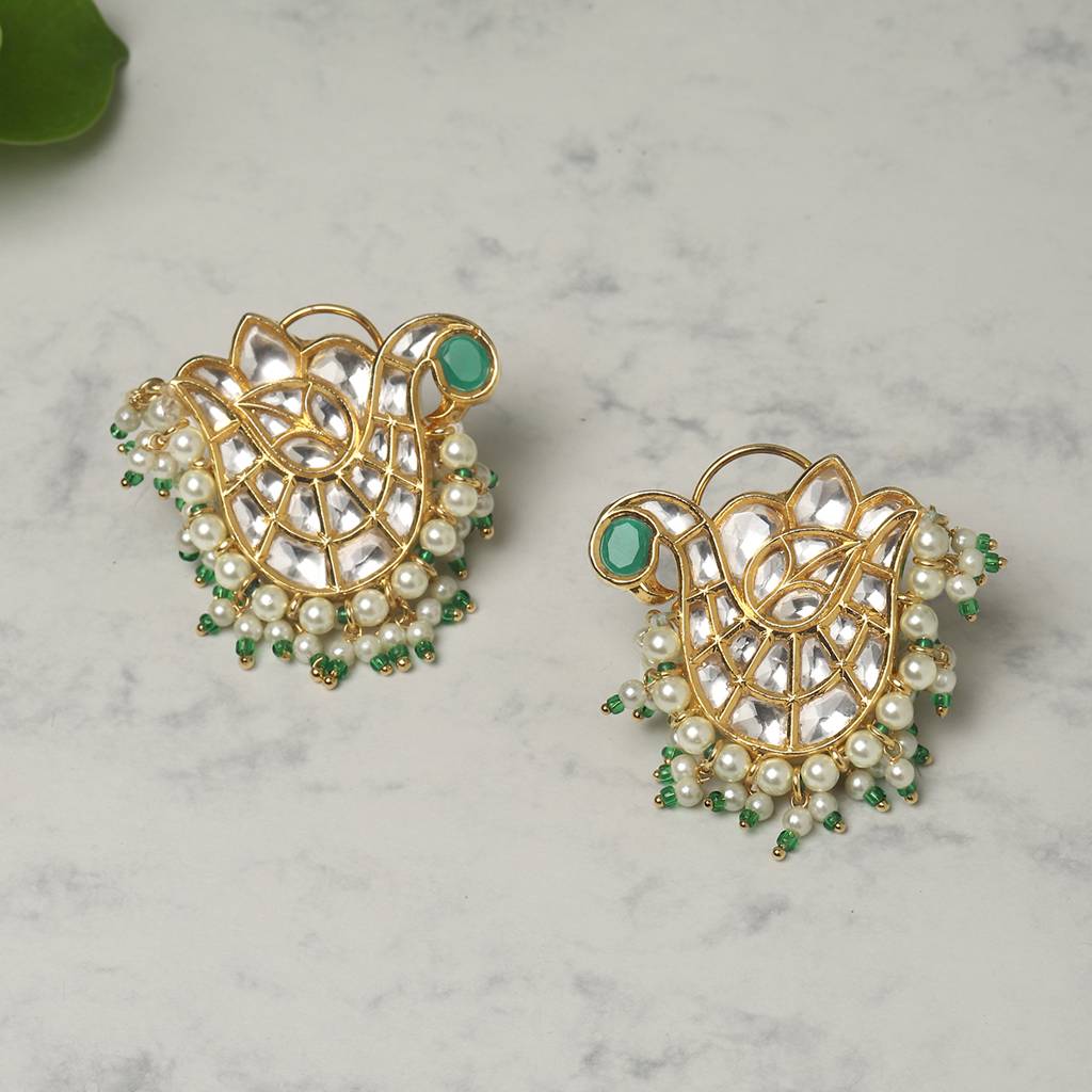 Oversized Kundan Studs With Meenakari : RSMAY22-2