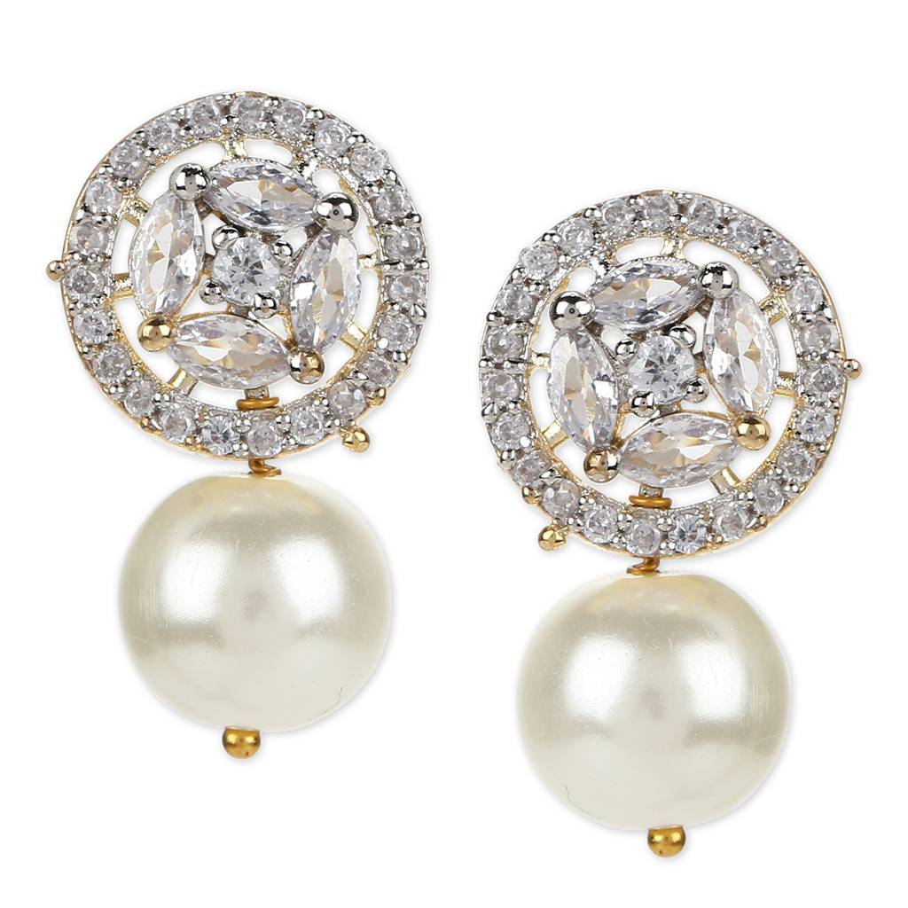 Pearl Stone Earrings In Gold Tone : RSMAY22-33