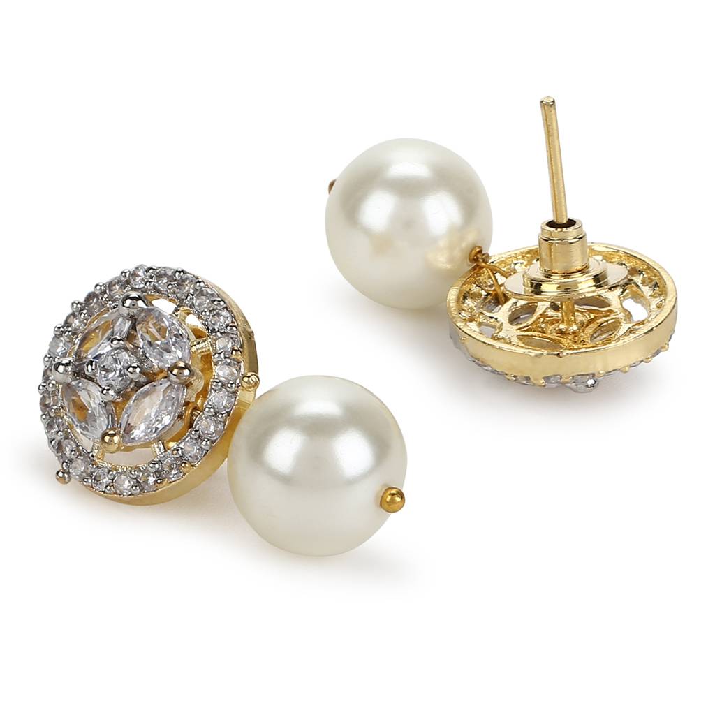 Pearl Stone Earrings In Gold Tone : RSMAY22-33