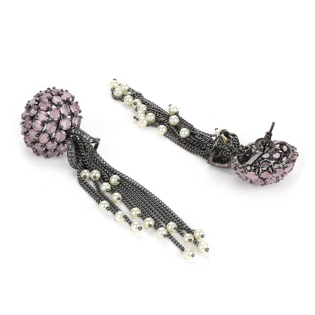 Blush Purple Stone Earrings With Pearls : RSMAY22-35
