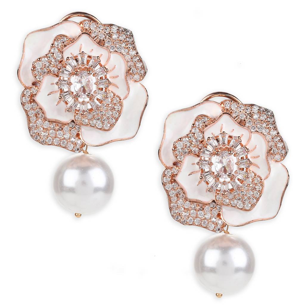 Mother Of Pearl Earrings In Rose Gold : RSMAY22-37