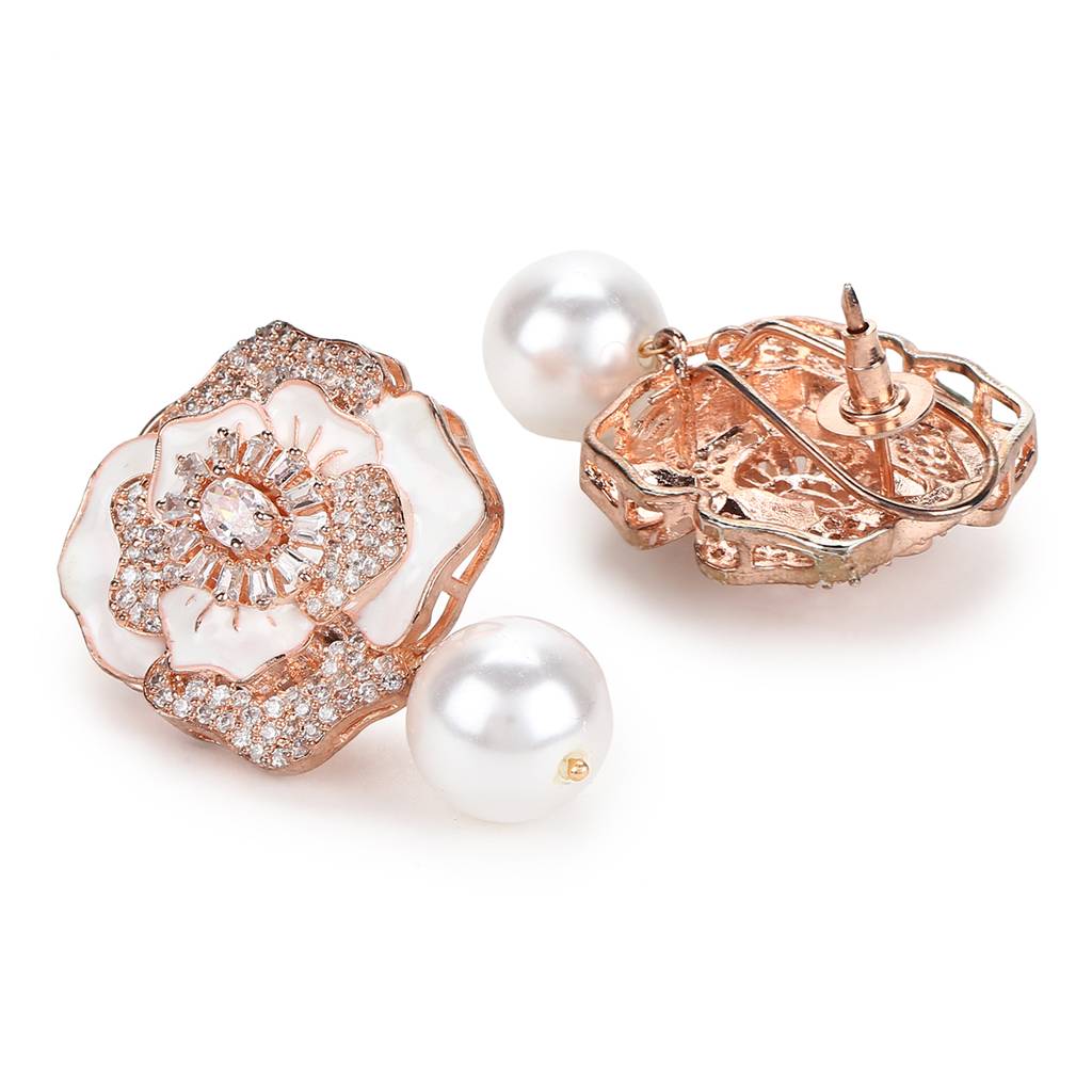 Mother Of Pearl Earrings In Rose Gold : RSMAY22-37