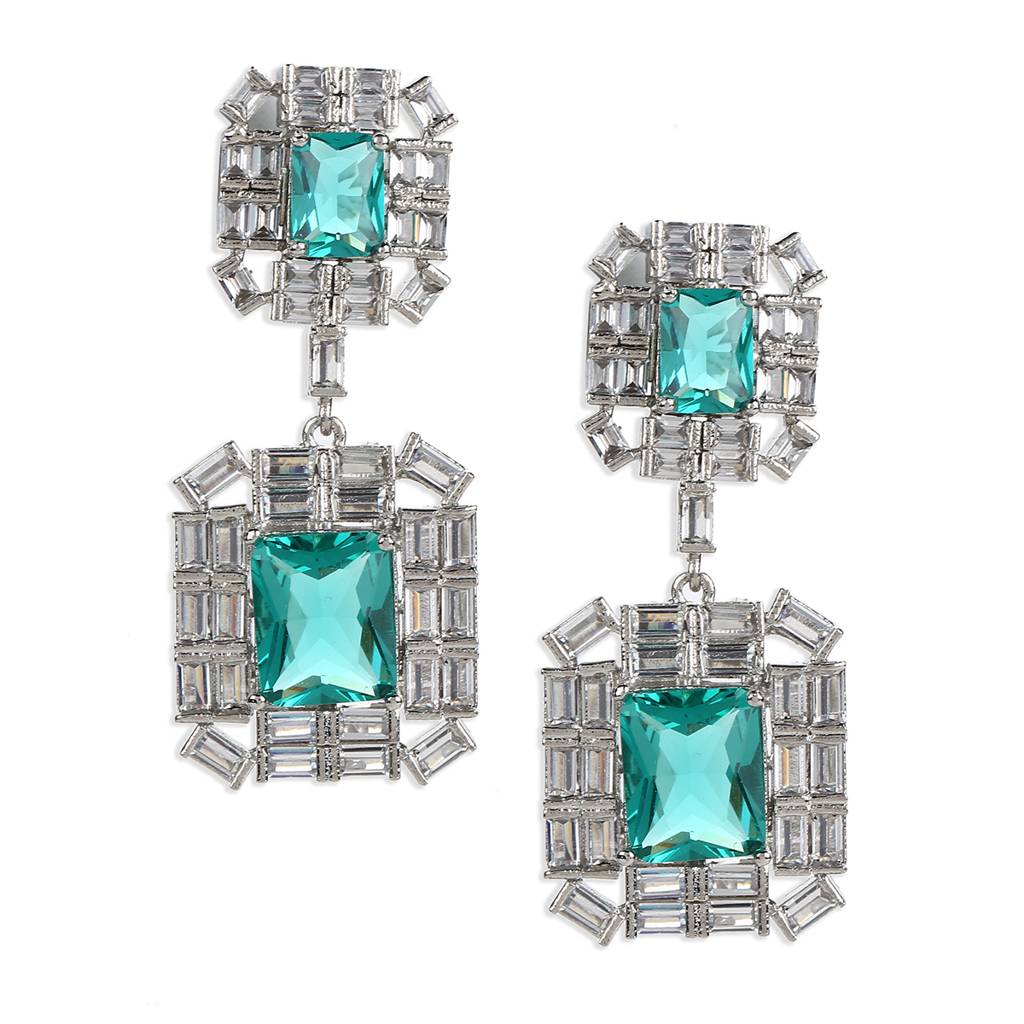 Green And Silver Stone Earrings : RSMAY22-39