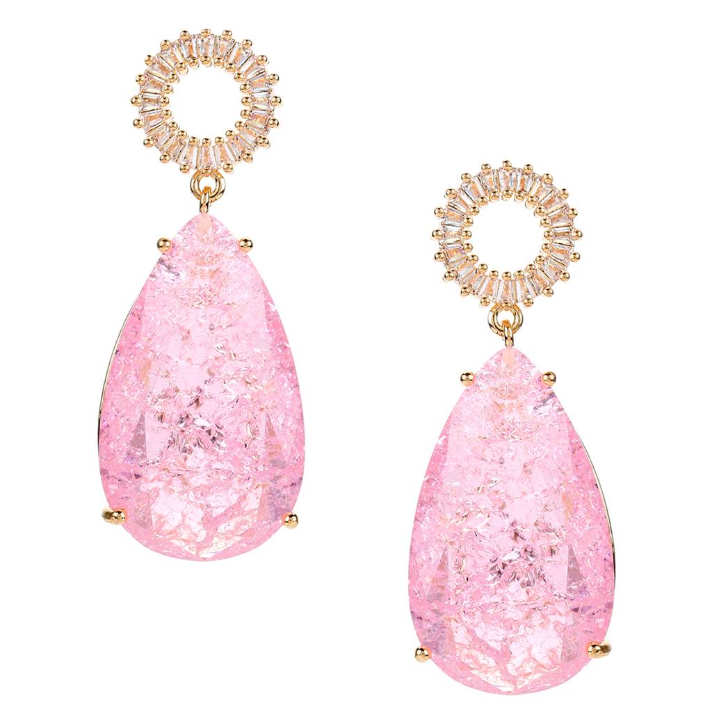 Pink Druzy Quartz & Diamonds Earrings : RSMAY22-43