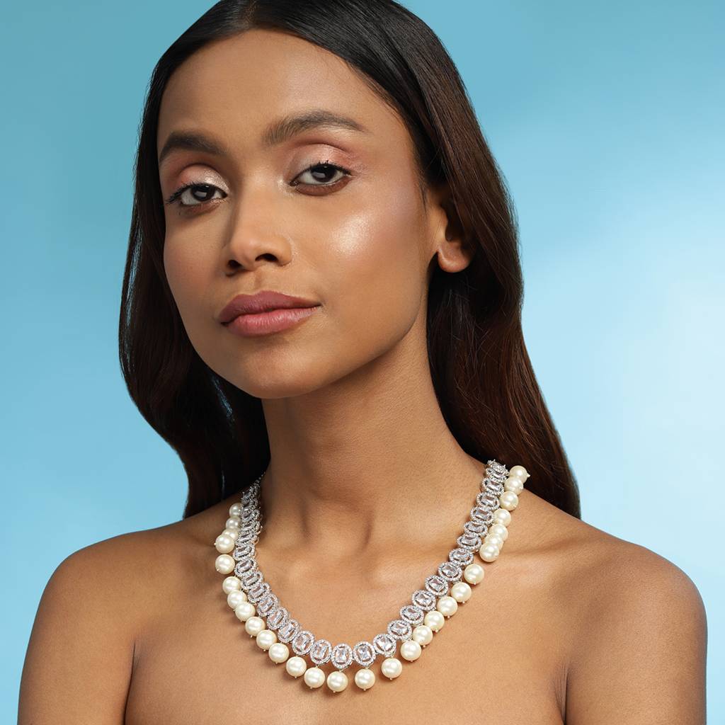 Zircon & Pearl Neckpiece : RSMAY22-53