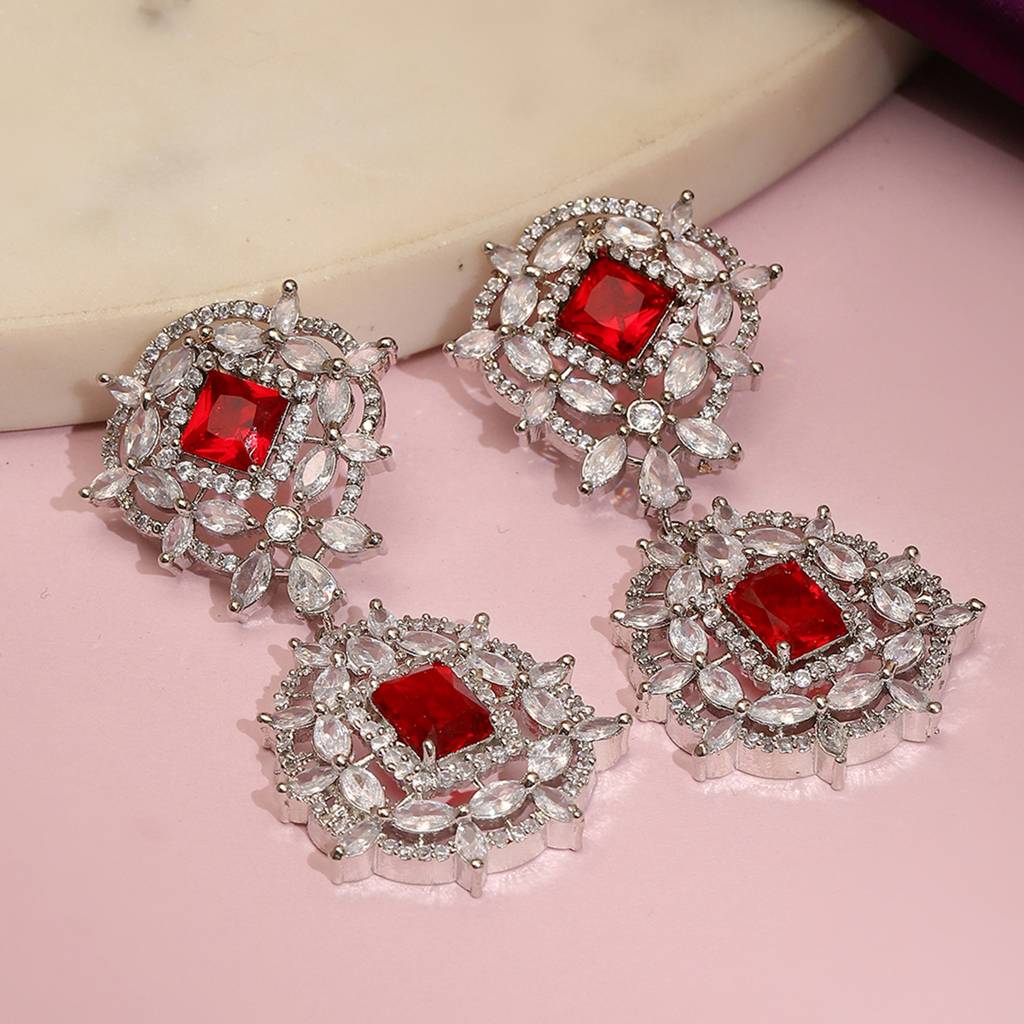 Doublet Diamond And Ruby Earrings : RSSEP24-13