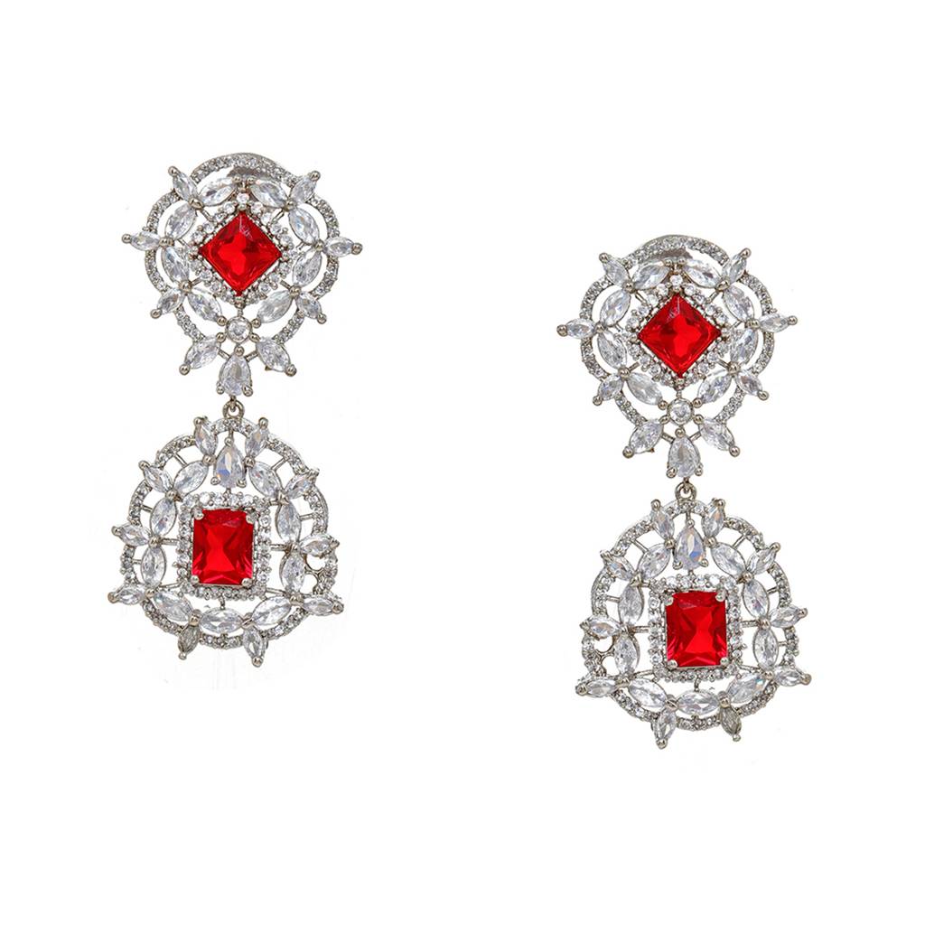 Doublet Diamond And Ruby Earrings : RSSEP24-13