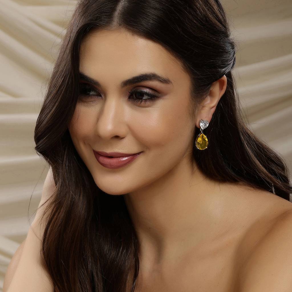 Heart Shaped Diamond And Stone Earings : RSSEP24-1