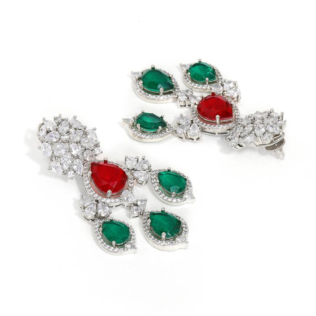 Long Diamond & Stone Earrings : RSSEP24-20