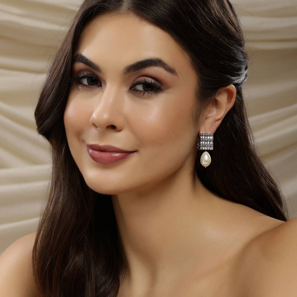 Loop Earrings With Pearl Drop : RSSEP24-3