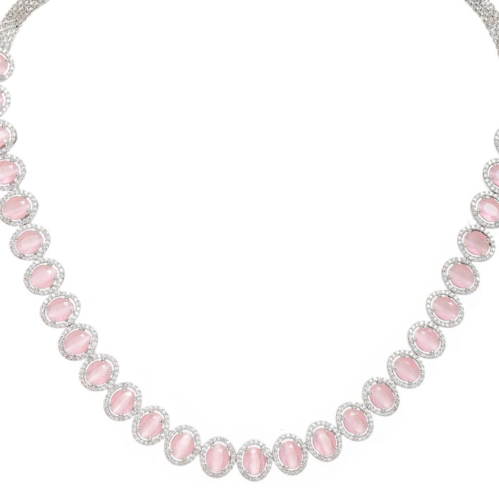 Pink Necklace With Earrings : RSSEP24-48