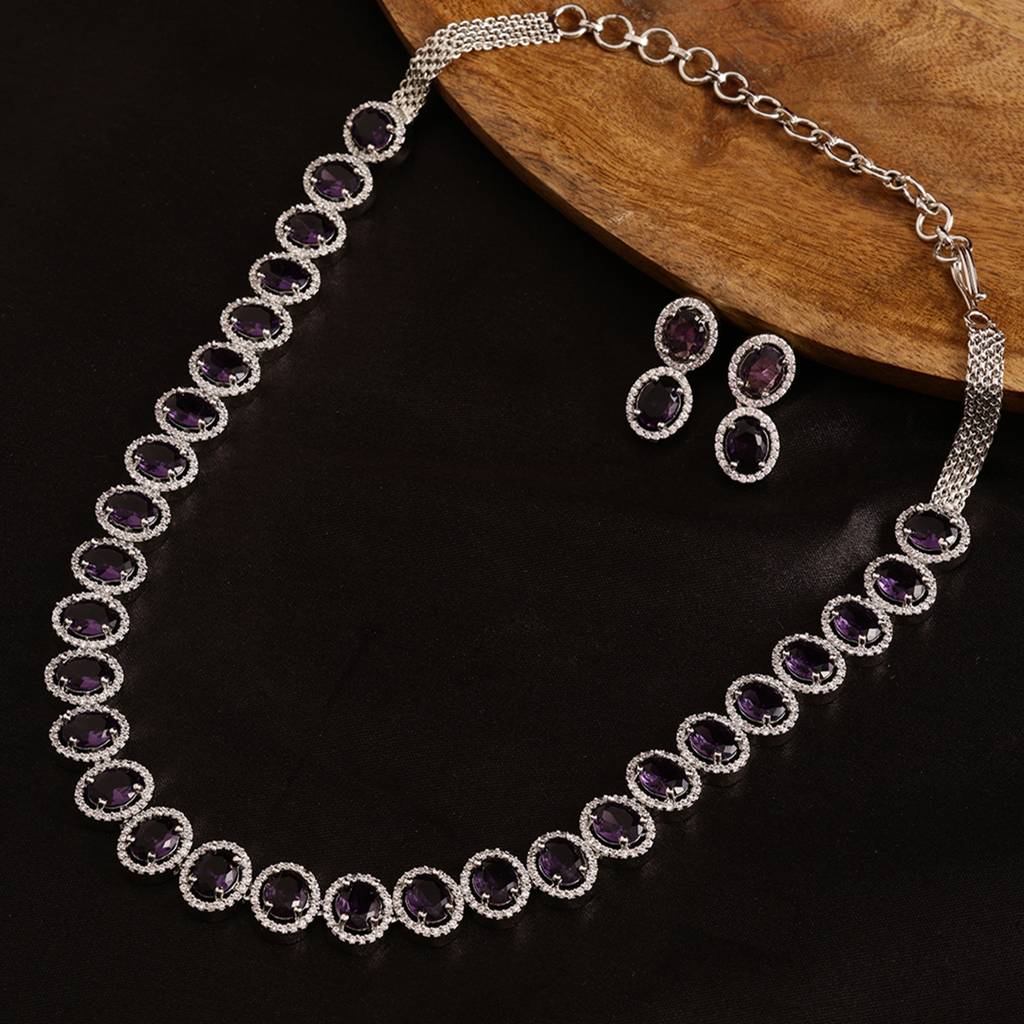Purple Necklace With Earrings : RSSEP24-49